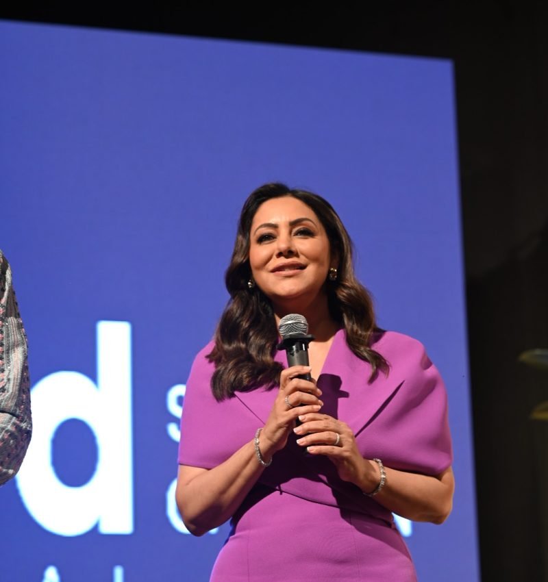 Gauri Khan speaking at NIF Global interior design and fashion institute event