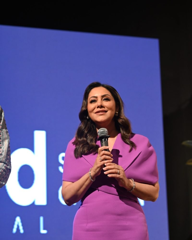 Gauri Khan speaking at NIF Global interior design and fashion institute event